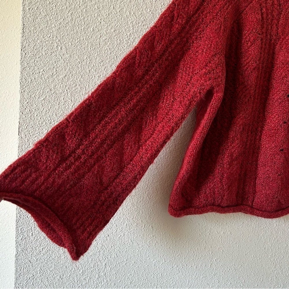 Universal Thread Women’s Knit Sweater Large Burnt Burgundy Flare Sleeves Boho - Picture 12 of 13